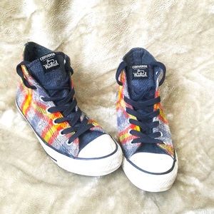 Converse X Woolrich plaid high tops